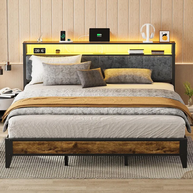 OLEVS King Bed Frame with Headboard
